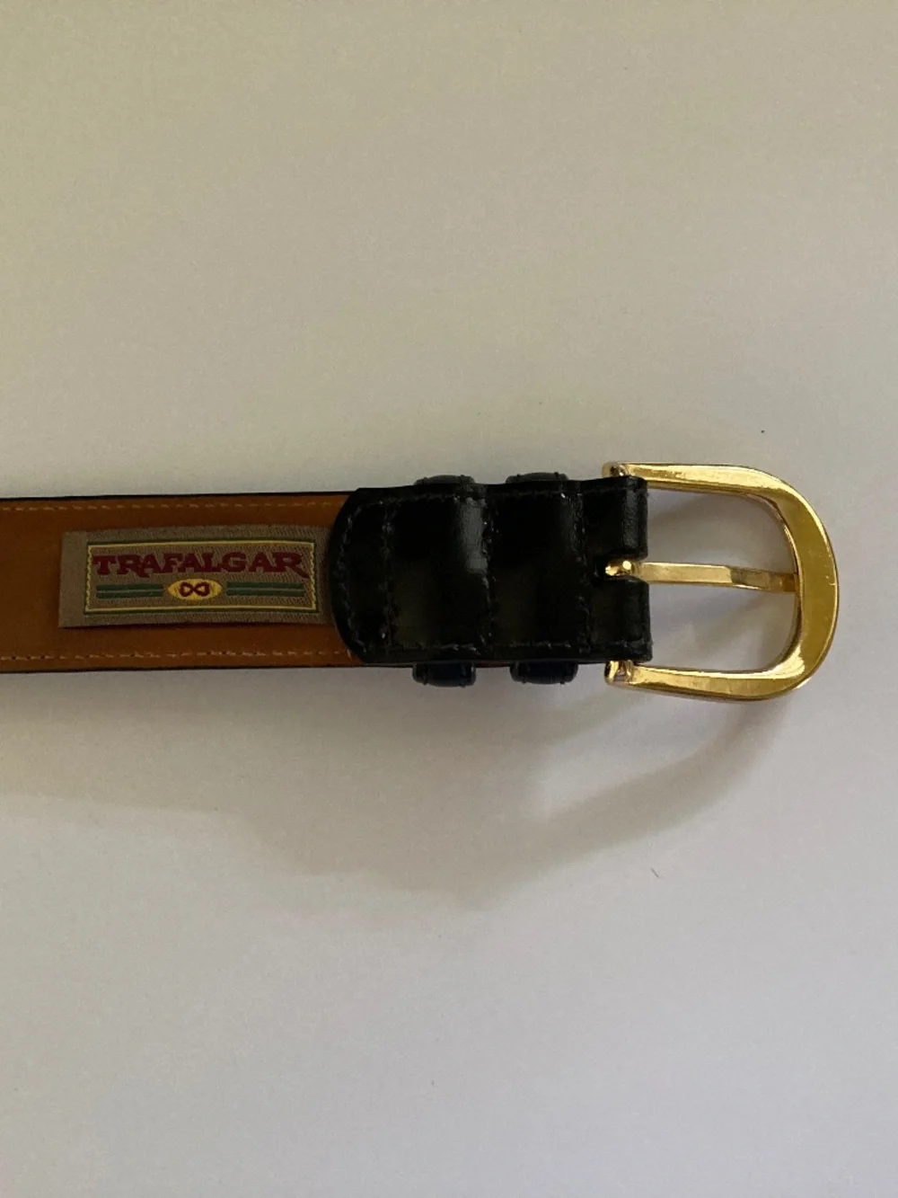 Trafalgar Women's/Men's Black Cortina Leather Dress Belt/Brass Buckle/36/NEW!